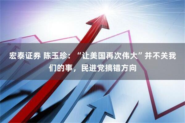 宏泰证券 陈玉珍：“让美国再次伟大”并不关我们的事，民进党搞错方向